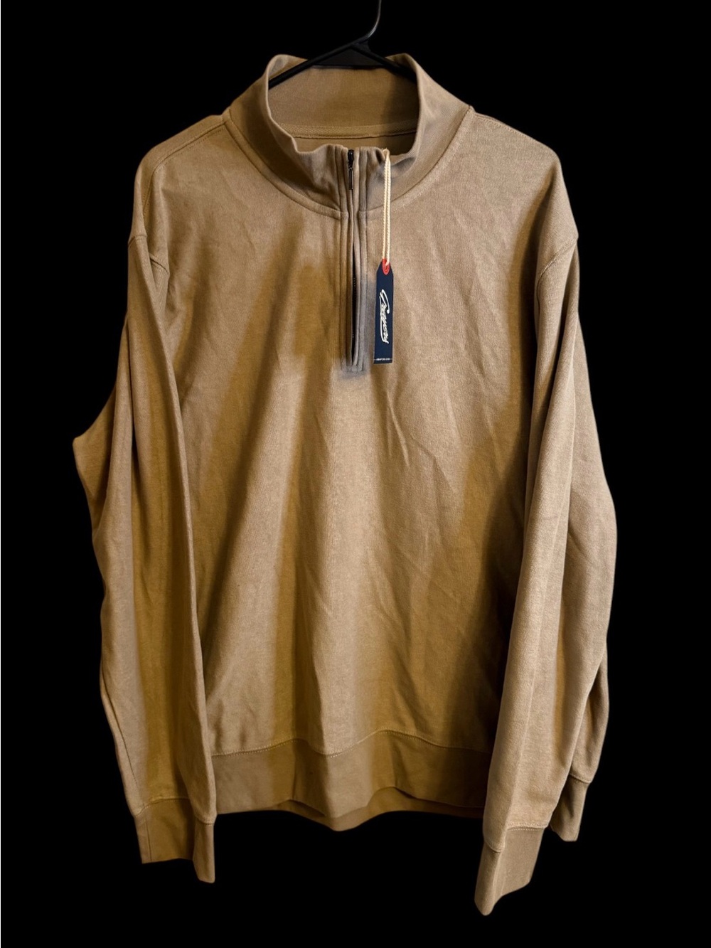 Grayers Pembroke Sueded Rib Jacquard 1/4 Zip Top Beige Men’s XL